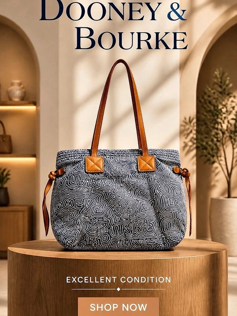 Dooney & Bourke Doodle II Coated Cotton Tote Gray & Brown